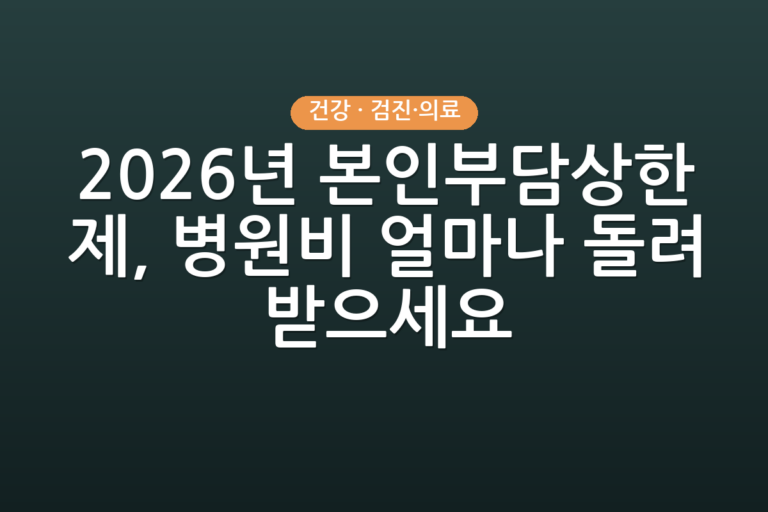 2026년 본인부담상한제, 병원비 얼마나 돌려받으세요