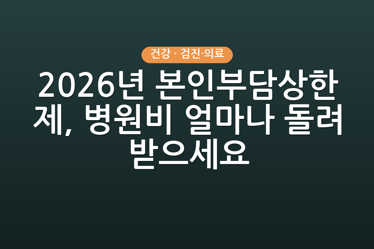 2026년 본인부담상한제, 병원비 얼마나 돌려받으세요